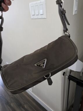 Nylon Olive Shoulder Bag